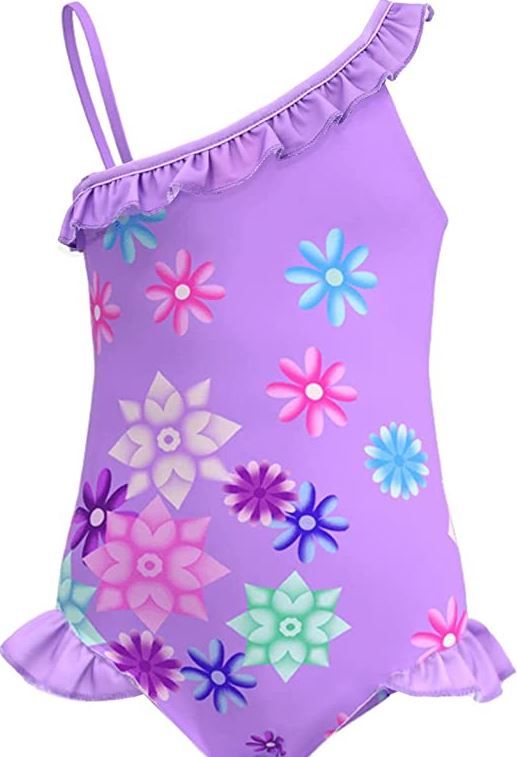 Photo 1 of Comisoc Mirabel Girls' One Piece Swimsuits Ruffle Bathing Suit 1-Shoulder Beach Swimwear Bikini Tankini, Size 8
