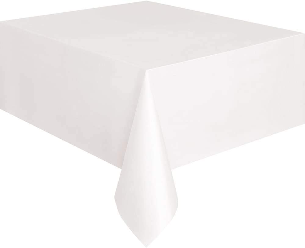 Photo 1 of [6 Pack] Disposable Party Tablecloths, Plastic Rectangle Picnic Table Covers, 54" X 108" (White)

