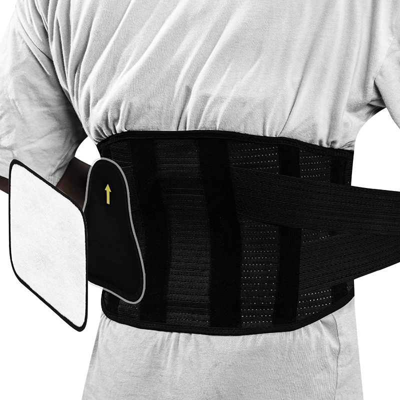 Photo 1 of AOFIT Back Brace with 6 Lumbar Support Stays, Removable Support Pad and Heating Pad, Adjustable Compression Straps for Lower Back Pain Relief, Heavy Lifting, Workout, Men and Women, XL