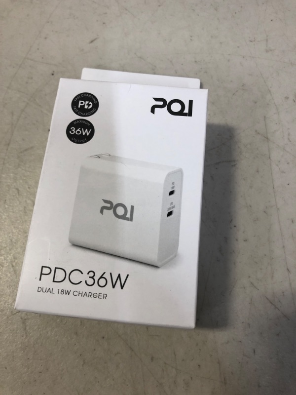 Photo 2 of PQI 36W USB C Wall Charger | 36 Watt Type C Dual Ports Adapter Plug | Supports PD 3.0 Fast Charging | Compact & Portable USB C Charger Block | Compatible with Apple iPhone 12 Pro Max & More | White