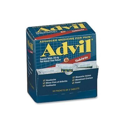 Photo 1 of Advil Pain Relief,Tablet,200mg 50 PACKETS OF 2 COATED TABLETS EACH ****expired 07/22 !!!