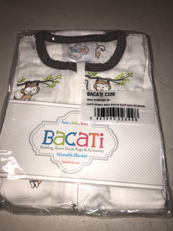 Photo 2 of Bacati Cotton Muslin Sleeping Sack Wearable Blanket with 2-way Zipper Monkeys 