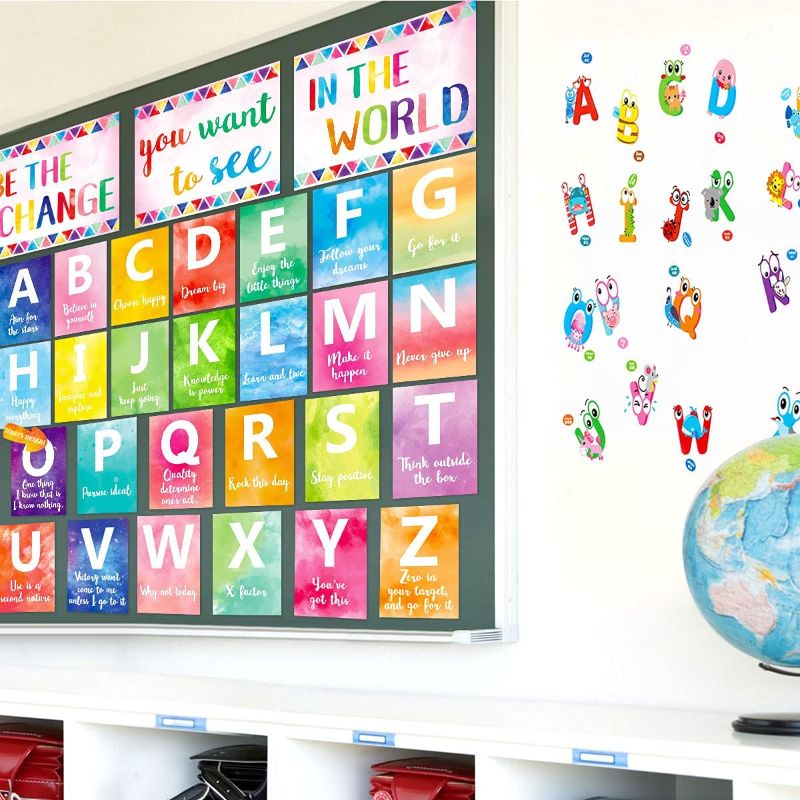 Photo 2 of 2 COUNT Alphabet Bulletin Board Set Growth Mindset Posters Watercolor Classroom Decoration