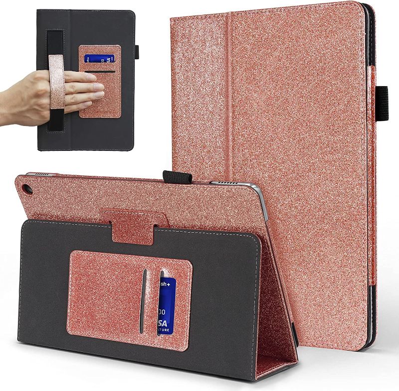 Photo 1 of CoBak Case for All New Fire HD 10 Tablet 11th Generation and Fire HD 10 Plus 2021 - Slim Folding Stand Folio Cover for Fire 10 with Card Pocket, Pink Glitter