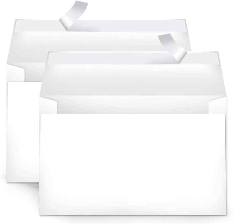 Photo 1 of Amazon Basics A9 Blank Invitation Envelopes with Peel & Seal Closure, 5-3/4 x 8-3/4 Inches, White - Pack of 100
