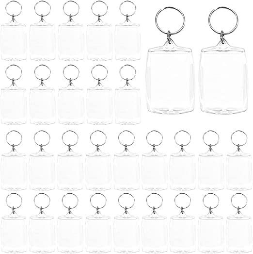 Photo 2 of 30 PCS Acrylic Photo Frame Keychain,Clear Picture Insert Blank Keyrings with Split Ring,Small Photo Snap-in Keychain for Family,Gifts &Craft(2.16 × 1.5inch?