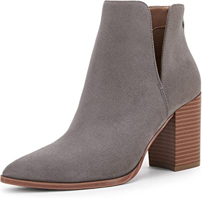 Photo 1 of 
Women's Ankle Boots Slip on Cutout Pointed Toe Fall Winter Chunky Stacked Mid Heel Booties  SIZE 8