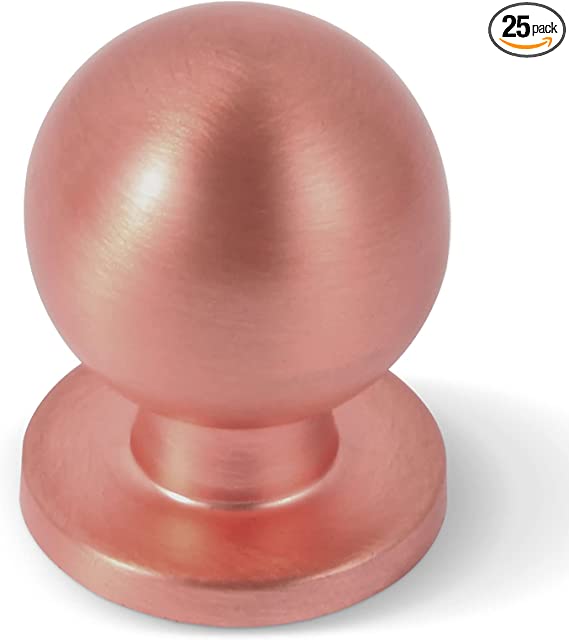 Photo 1 of 10 Pack 1 Inch (25mm) Diameter Ball Solid Brushed Rose Gold Finish Kitchen Copper Cabinet Knobs.