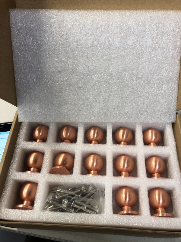 Photo 2 of 10 Pack 1 Inch (25mm) Diameter Ball Solid Brushed Rose Gold Finish Kitchen Copper Cabinet Knobs.