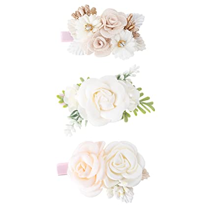 Photo 1 of Flower Hair Clips Set-cherrboll 3pcs Floral Hair Bow Accessories for Baby Girl Toddles Teen Gifts
