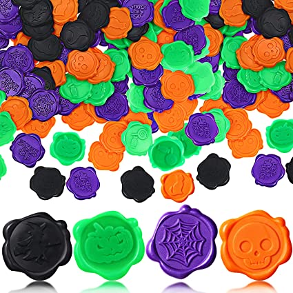 Photo 1 of 120 Pcs Halloween Wax Seal Stickers, Self Adhesive Stickers Pumpkin Bat Owl Wax Sealing Stamp Crafts Wax Seal Stickers Kit with Gift Box for Invitation Envelopes Letters for Halloween
