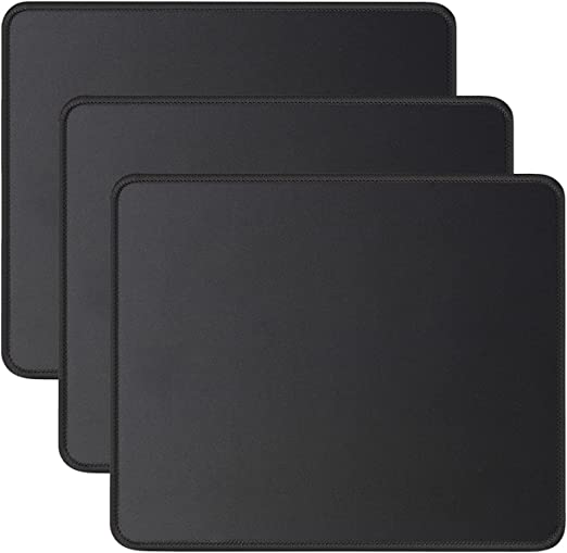 Photo 1 of  3 Pack Mouse Pad with Stitched Edge, Comfortable Mouse Pads with Non-Slip Rubber Base, Washable Mousepads Bulk with Lycra Cloth, Mouse Pads for Computers Laptop Mouse 10.2x8.3x0.12inch Black