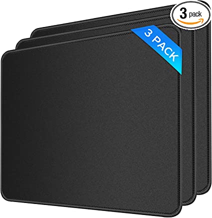 Photo 1 of HONGDE Mouse Pad 3 Pack with Non-Slip Rubber Base, Premium-Textured Washable Mousepads Bulk with Stitched Edges, Mouse Pads for Computers Laptop PC Office Home, 10.2 x 8.3 in, Black  (3 PACK TOTAL OF 9 MOUSE PADS)