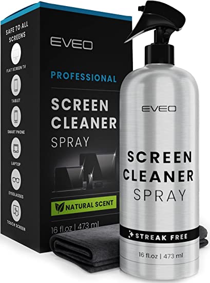 Photo 1 of Screen Cleaner Spray (16oz) - Large Screen Cleaner Bottle - TV Screen Cleaner, Computer Screen Cleaner, for Laptop, Phone, Ipad - Computer Cleaning kit Electronic Cleaner - Microfiber Cloth Included