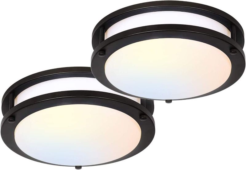 Photo 1 of 13 inch Flush Mount LED Ceiling Light Fixture, 2700K/3000K/3500K/4000K/5000K Adjustable Ceiling Lights, Oil Rubbed Bronze Saturn Dimmable Lighting for Bathroom Kitchen, ETL Listed - 2 Pack
