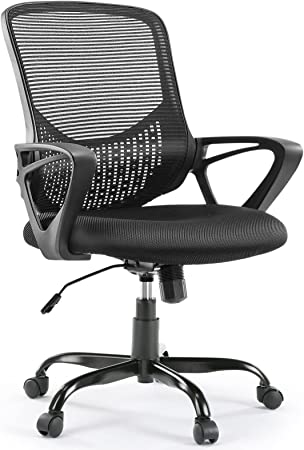 Photo 1 of AFO Home Office Chair - Ergonomic Adjustable Swivel Chair with Lumbar Support, Padded Armrests, Breathable Mesh Back - Mid-Back Rolling Computer Desk Chair - 250lbs Capacity - 23.62x22.64x39.17
