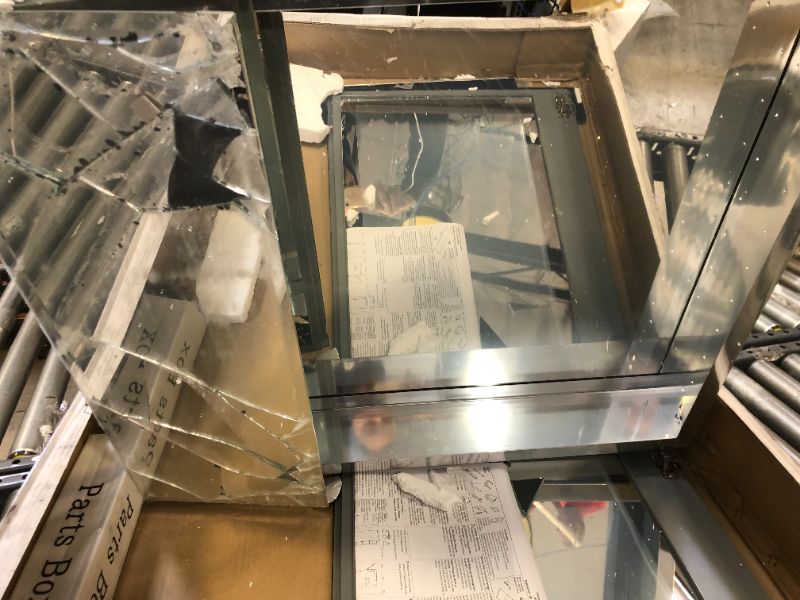 Photo 3 of 30 in. W x 26 in. H Two-Door Recessed or Surface Mount Medicine Cabinet in Silver Aluminum  *** BROKEN MIRROR --- SOLD FOR PARTS ***