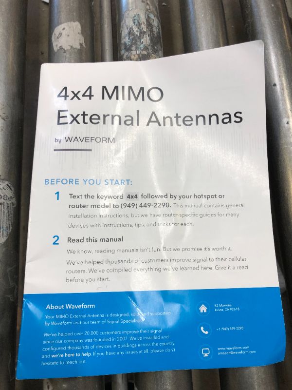 Photo 1 of MIMO 4x4 Panel External Antenna Kit for 4G LTE/5G Hotspots & Routers (Full kit) *** ITEM HAS LOOSE HARDWARE ***
