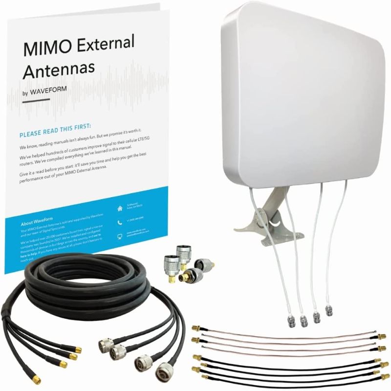 Photo 1 of MIMO 4x4 Panel External Antenna Kit for 4G LTE/5G Hotspots & Routers (Full kit) *** ITEM HAS LOOSE HARDWARE ***
