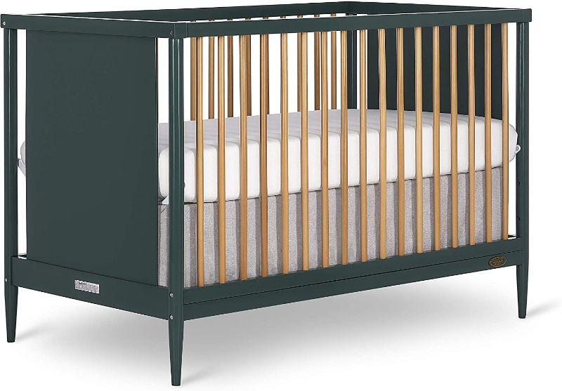 Photo 1 of Dream On Me Clover 4-in-1 Modern Island Crib with Rounded Spindles in Olive, Convertible Crib, Mid-Century Meets Modern, Coordinates with The Clover Changing Counter  *** ITEM HAS MARKS FROM PRIOR USE ***
