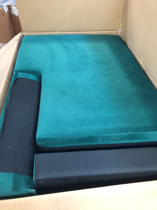 Photo 2 of **NOT COMPLETE** Casa Andrea Milano Modern Large Velvet Fabric U-Shape Sectional Sofa, Double Extra Wide Chaise Lounge Couch, Emerald BOX 3 OF 3...... 