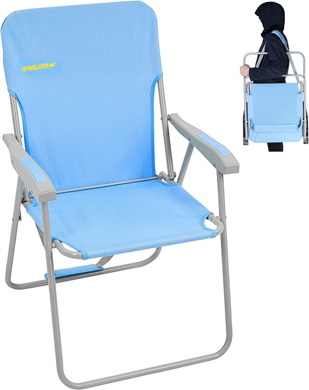 Photo 1 of #WEJOY High Back Outdoor Lawn Concert Beach Folding Chair with Hard Arms Shoulder Strap Pocket for Adults Camping Festival Sand, Supports 300 lbs
