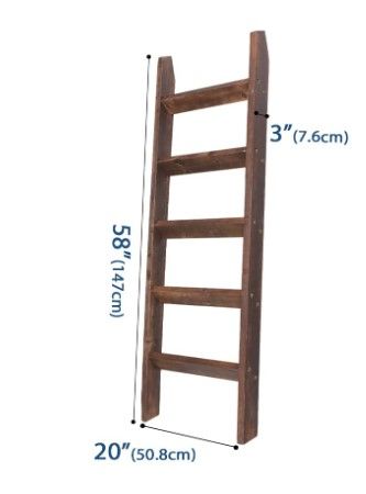 Photo 2 of 
FUIN 5 Ft (58") Wood Decorative Wall Leaning Blanket Ladders Bathroom Storage Quilt Towel Display Rack Shelf Holder Rustic Farmhouse, Brown
