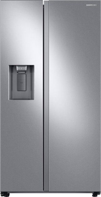 Photo 1 of Samsung - 27.4 Cu. Ft. Side-by-Side Refrigerator - Stainless steel, MINOR MARKINGS/SCRATCHES WHERE PLASTIC PEELED OFF
