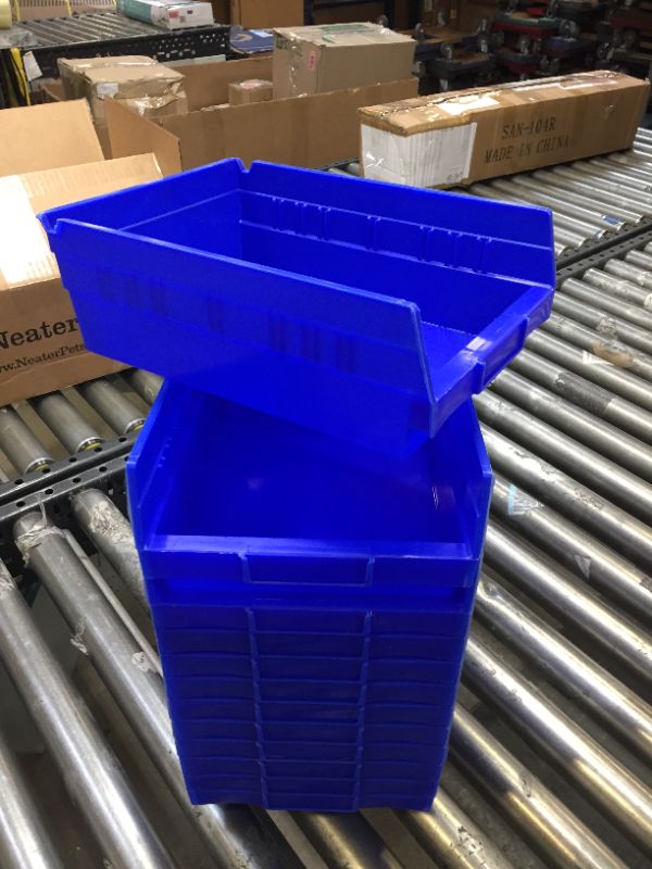 Photo 2 of Akro-Mils 30150 Plastic Nesting Shelf Bin Box, (12-Inch x 6-1/2-Inch x 4-Inch), Blue, (12-Pack) & 30120 Plastic Nesting Shelf Bin Box, (12-Inch x 4-Inch x 4-Inch), Blue, (24-Pack) Blue Bin Box + Bin Box,Blue, (24-Pack)