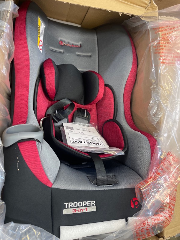 Photo 2 of Baby Trend Trooper 3 in 1 Convertible Car Seat Red, MINOR CUT FROM BOX CUTTER 