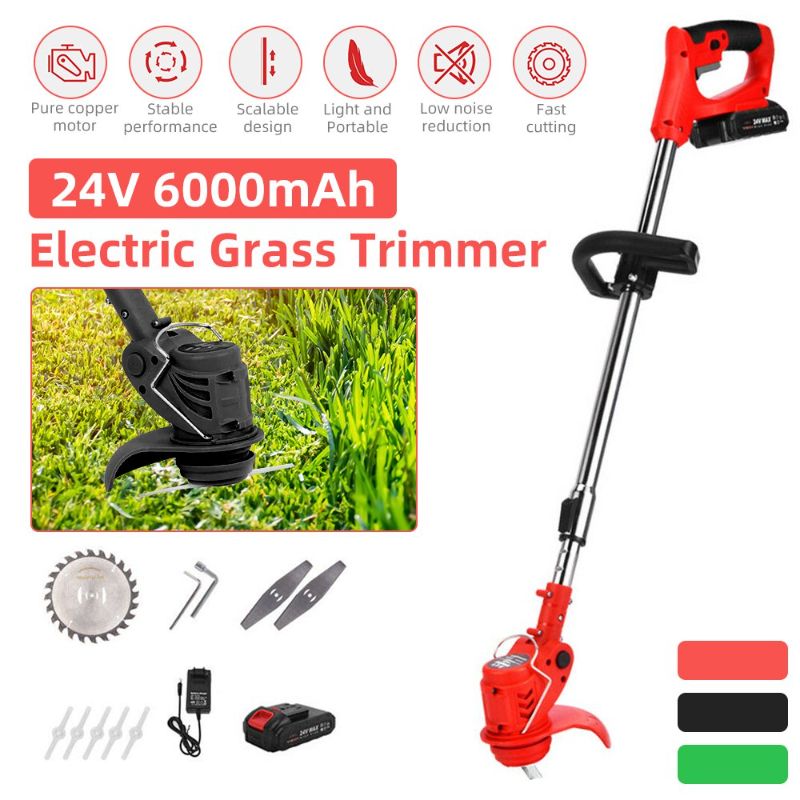 Photo 1 of 24V Portable Electric Grass Trimmer Handheld Multi-function Lawn Mower Cordless Tree Cutter Garden Tools With 1 Battery
