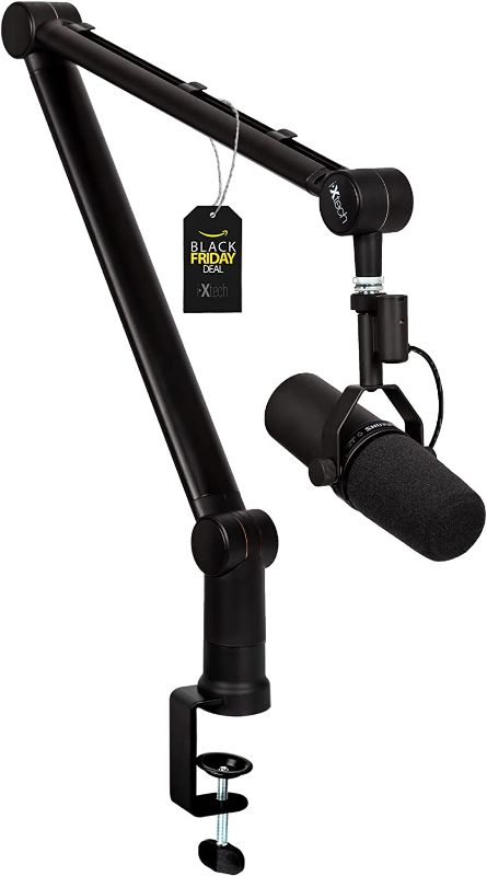 Photo 1 of IXTECH Boom Arm - Adjustable 360° Rotatable Microphone Arm - Sturdy Stainless Steel Mic Arm Desk, Table Stand - Foldable Scissor Arm - Stable Microphone Mount Arms for Radio Studio, Podcast, Gaming
