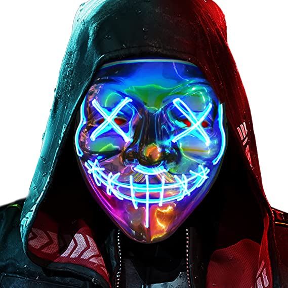 Photo 1 of Halloween Purge Mask Light Up - CHAOYU LED Mask Face Costume Scary Glow Mask Glowing in the Dark for Men Women
(color and design varies)