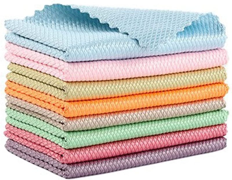 Photo 1 of 10 Pack Nanoscale Cleaning Cloth, Streak-Free Miracle Cleaning Cloths Fish Scale Microfiber Polishing Cleaning Cloth, Reusable Lint-Free Absorbent Towel (10 pcs, 12 x 16 inch)
