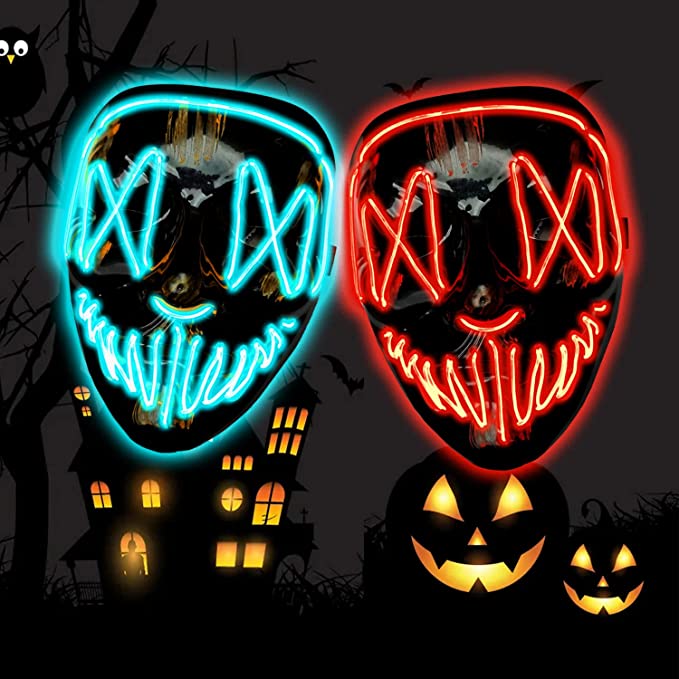 Photo 1 of 2 sets of Halloween LED masks with 3 lighting modes are ideal gifts for Halloween.