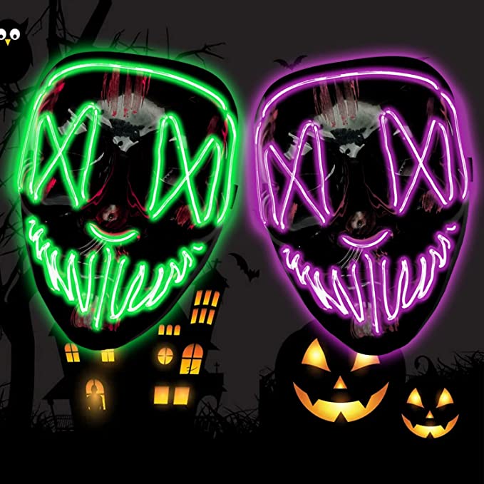 Photo 1 of 2 sets of Halloween LED masks with 3 lighting modes are ideal gifts for Halloween.