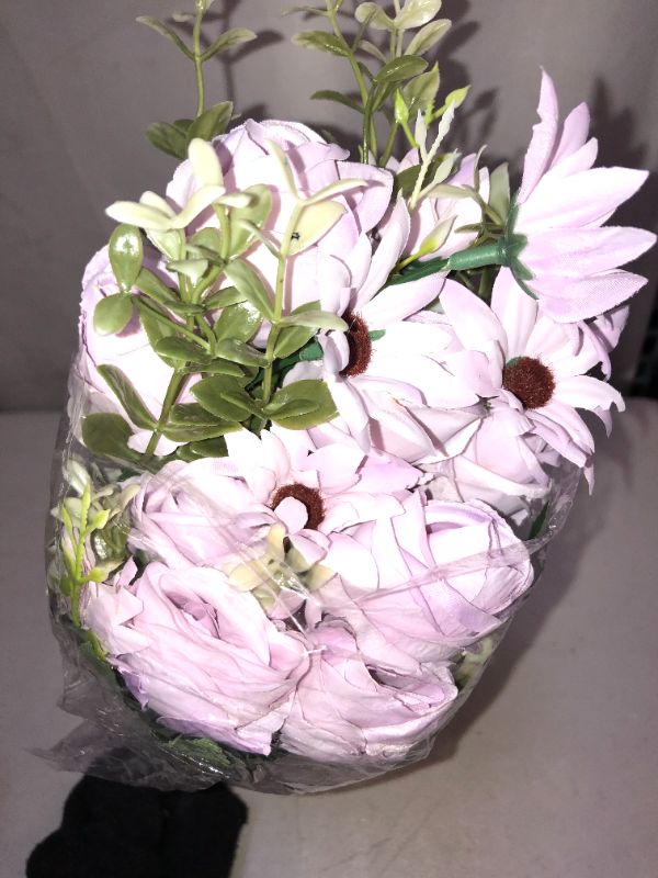 Photo 1 of Artificial 2Pcs Rose-Daisy Silk Bouquets for Wedding Arrangements Table Centerpieces Home Festivals Party Decor Photograph Props