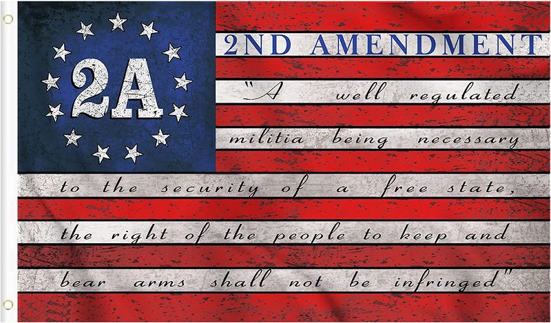 Photo 1 of 2A 2nd Amendment American Flag 2x3 Feet Outdoor Second Amendment Banner Betsy Ross Flag Vintage US Flags Printed 100D Polyester with Grommets for Room House Garden Front Yard Patriotic Decorations