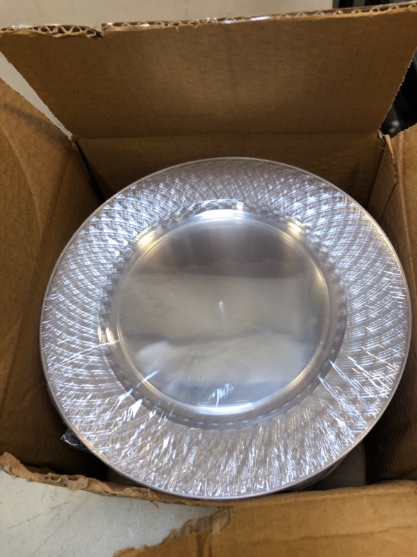 Photo 2 of 100 Clear Plastic Plates - 6.25 Inch Disposable Plates | Fancy Dessert Plates | Hard Round Party Plates | Elegant Appetizer Plates | Heavy Duty Wedding Plates | Small Cake Plates [Diamond]
