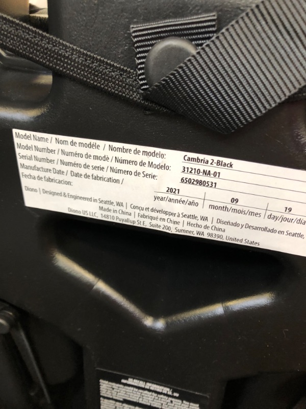 Photo 3 of Diono Cambria 2 XL 2022, 2-in-1 Belt Positioning Booster Seat, High-Back to Backless Booster with Space and Room to Grow, 8 Years 1 Booster Seat, Black
