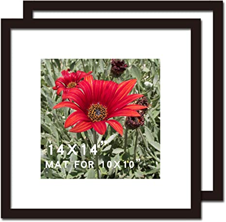 Photo 1 of 14x14 Picture Frame Black 2 Pack Solid Wood for Mat 10x10 Wall Mounting Square Poster Photo Frames
