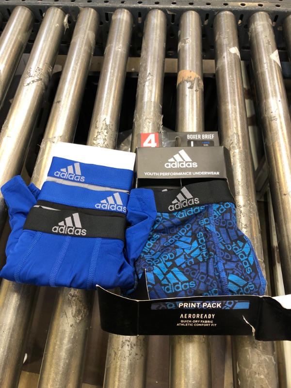 Photo 2 of adidas Kids-Boy's Performance Boxer Briefs Underwear (4-Pack), DAMAGED PACKAGING 
 SIZE L 