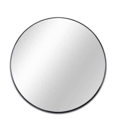 Photo 1 of 16 in. x 16 in. Black Modern Round Framed Decorative Mirror