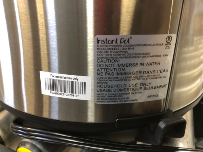 Photo 4 of 8 qt. Stainless Steel Duo Electric Pressure Cooker