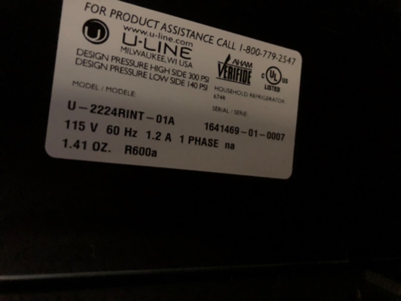 Photo 10 of 4.9 cu. ft. Built-in Compact Refrigerator with 4 Adjustable Tempered Glass Shelves, Interior LED Lighting, Digital Touch Pad Control, Star-K Certified Sabbath Mode and Full-Extension Crisper Drawer: Solid Overlay, Left Hand Hinge
(U-Line 2000 Series U2224