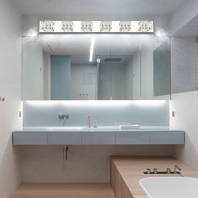 Photo 1 of ZUZITO 6 Lights Bathroom Vanity Light LED Crystal Vanity Lighting Over Mirror White Light (6000K)
