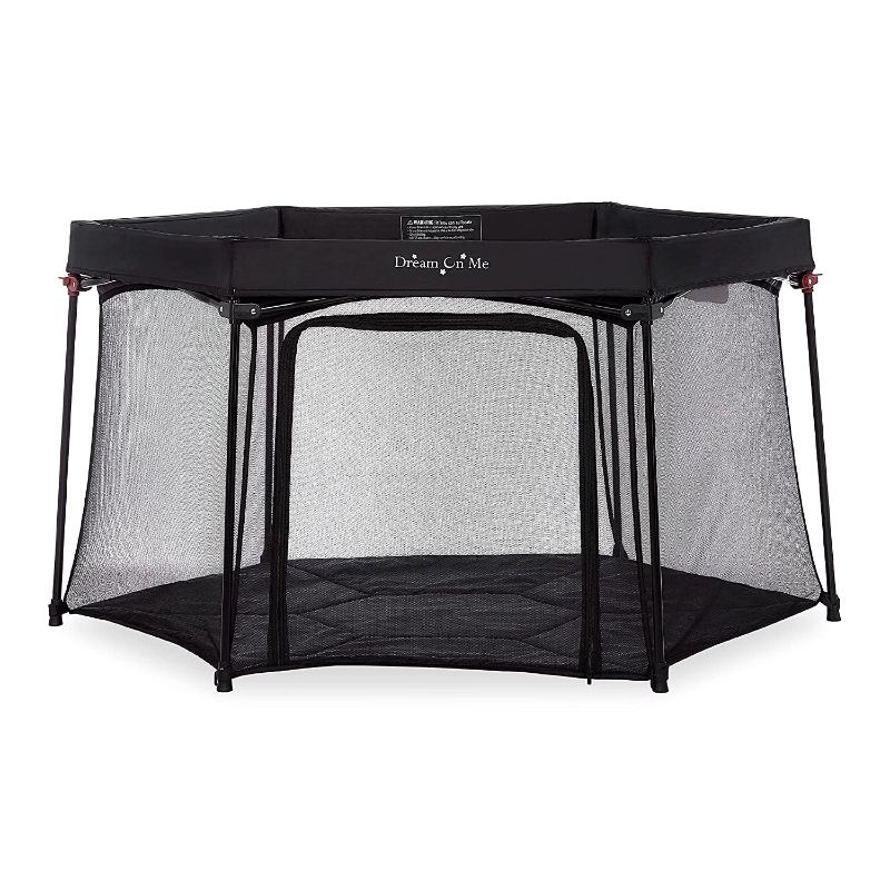 Photo 1 of Dream On Me Onyx Playpen in Black, Baby Playpen, Portable and Lightweight, Playpen for Babies and Toddler - Comes with A Comfortable Padded Floor
