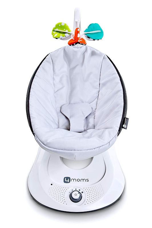 Photo 1 of 4moms RockaRoo Baby Rocker + Safety Strap Fastener, Compact Baby Rocker with Front to Back Gliding Motion, Grey Classic **MISSING CHARGER** 
