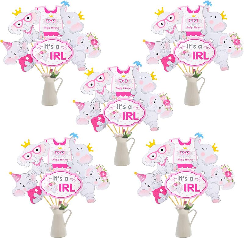 Photo 1 of 24pcs Elephant Baby Shower Decoration for Girl Pink Elephant Theme Table Topper Centerpieces for Baby Girl Baby Shower Birthday Party Supplies

