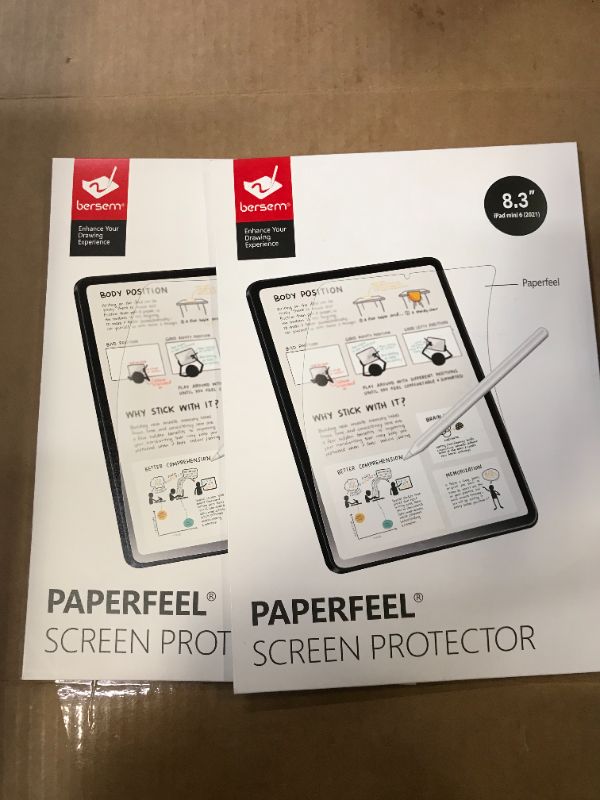 Photo 2 of BERSEM [3 Pack] Paperfeel Screen Protector Compatible with iPad Mini 6 (8.3 inch) 2021 Anti Glare for iPad Mini 6th Generation Drawing Bubble Free High Touch Sensitivity Case Friendly --- 2 PACK 
